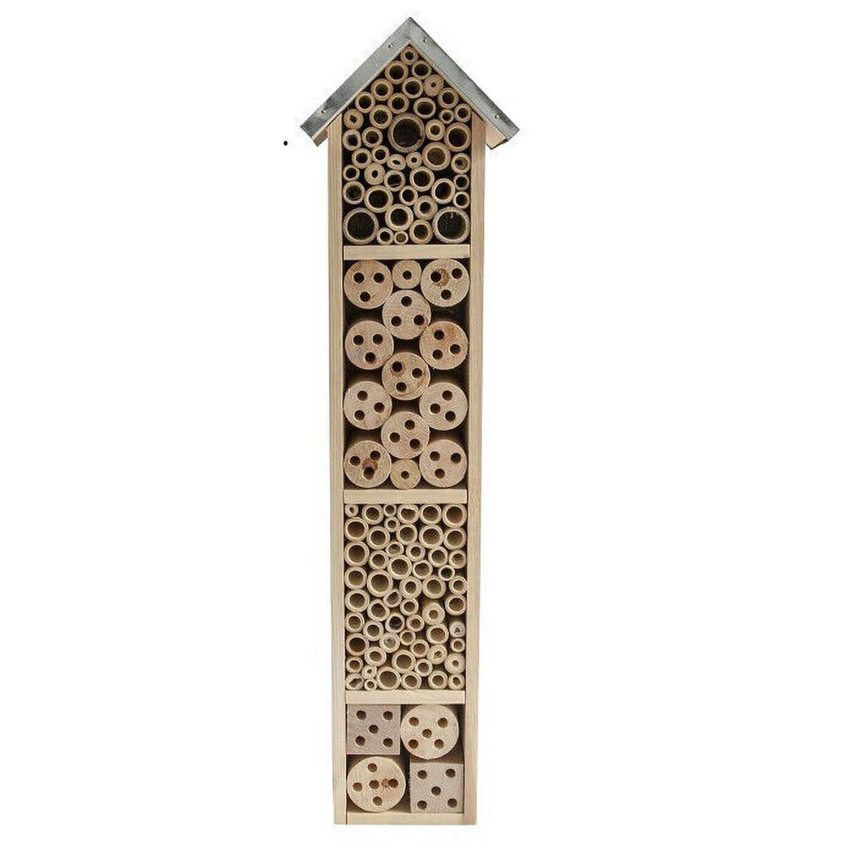 Insect Hotel - Natural Timber With Zinc Roof - Tall - Alfresco Gardenware