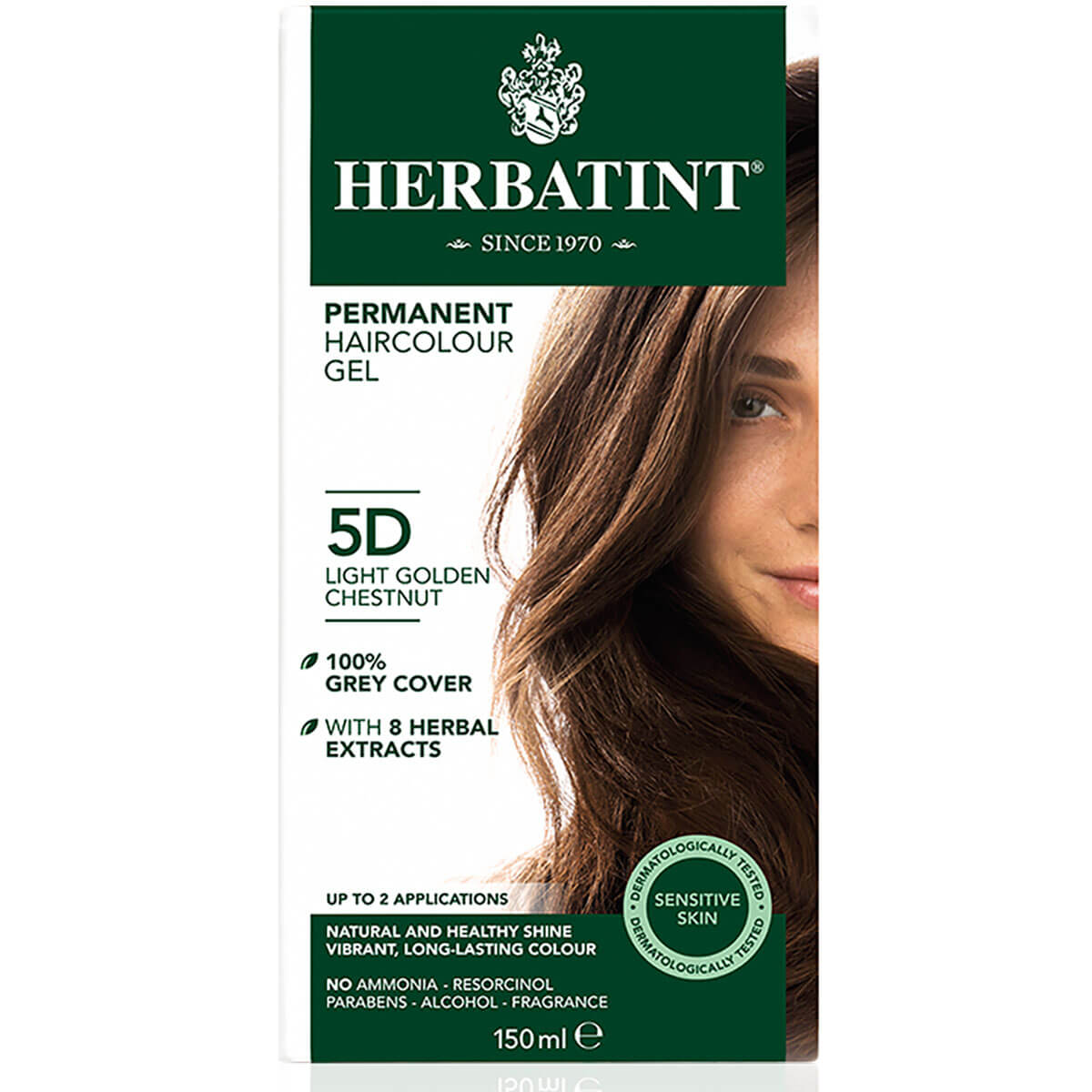Chestnut, Light Golden (5D) - Herbatint Permanent Hair Colour Gel